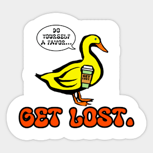 GET LOST. DUCK LOGO ORANGE Sticker